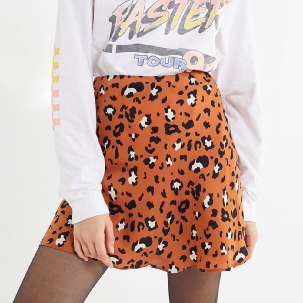 Urban Outfitters Cheetah Satin Skirt NWT